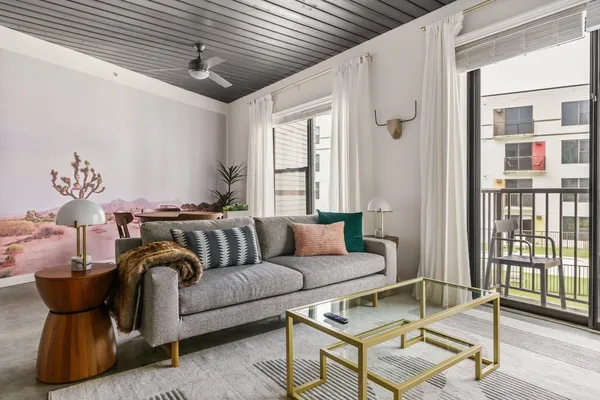 a living room with furniture