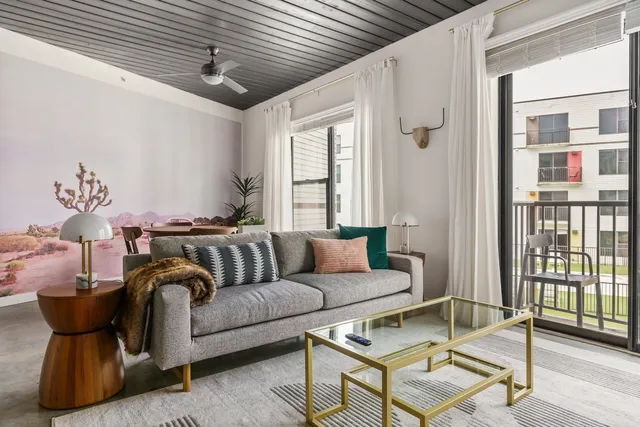 a living room with furniture