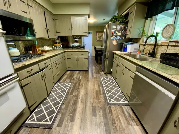 a room with black and white checkered floor