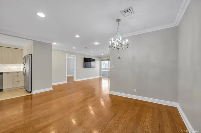 a view of a livingroom with a chandelier