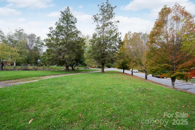 a view of yard with grass and trees