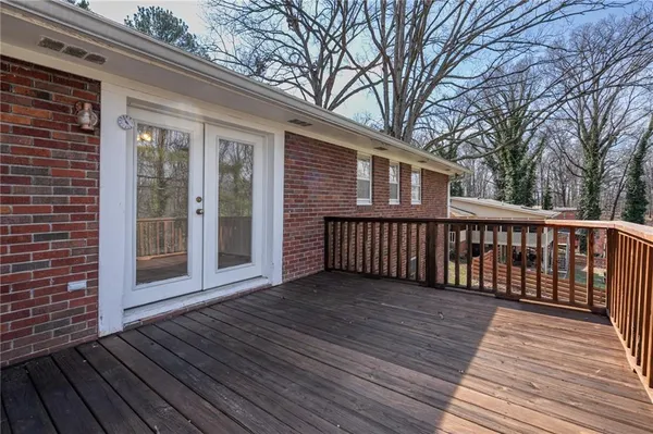 a view of a wooden deck