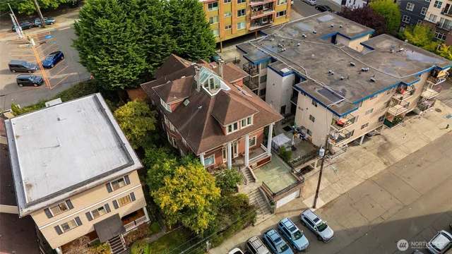 an aerial view of a house