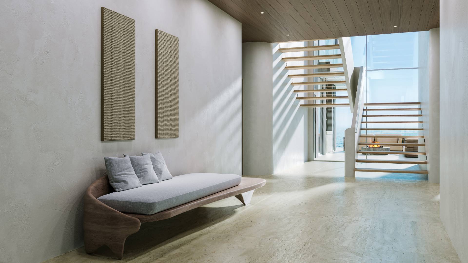 125 Dune Road Bridgehampton, NY 11932 - Photo 17 of 27 a living room with furniture and a floor to ceiling window