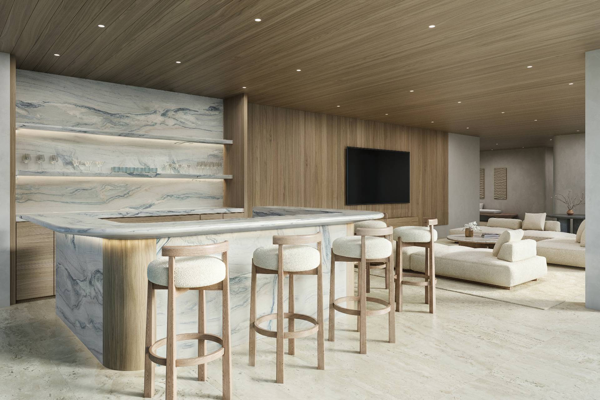 125 Dune Road Bridgehampton, NY 11932 - Photo 19 of 27 a living room with furniture and a flat screen tv