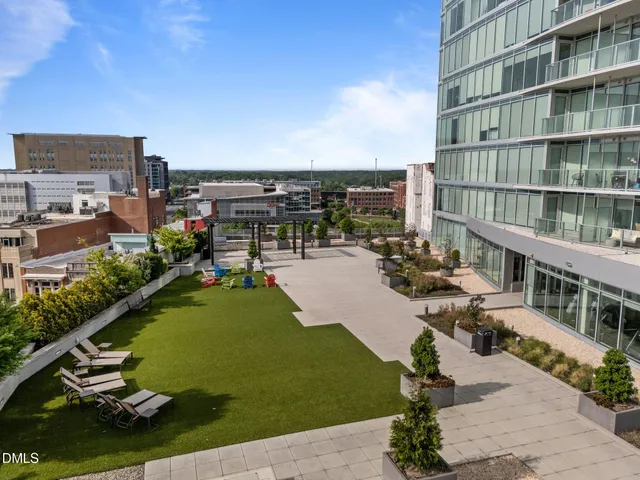 a view of a city that has tall buildings