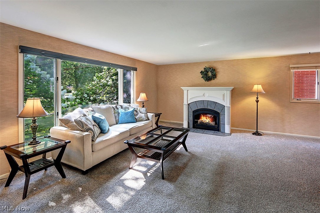 2420 Channing Road Cleveland, OH 44118 - Photo 3 of 17 The light-filled living room has younger carpeting and an electric fireplace to keep you cozy in the winter. There is central air to help in the summer!