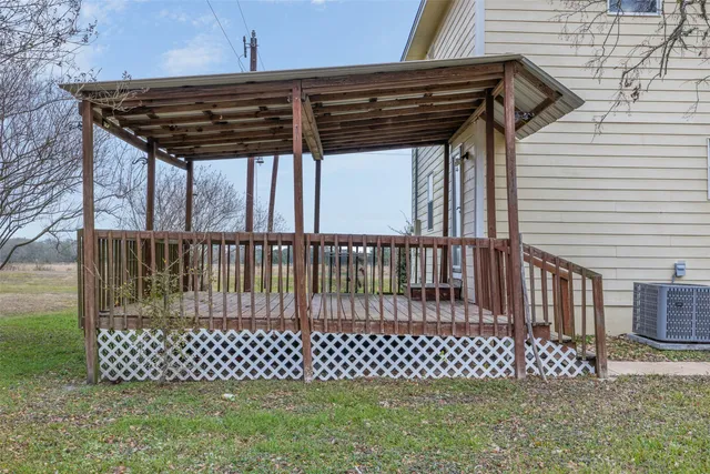 a view of a wooden roof deck