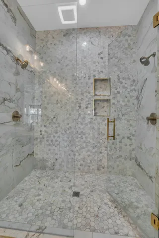 a view of an empty walk in closet