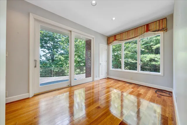 a view of a room with rack on the wall