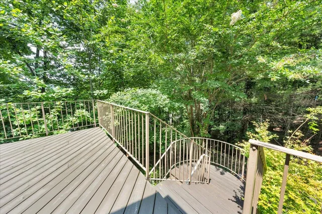 a view of hallway with a large window