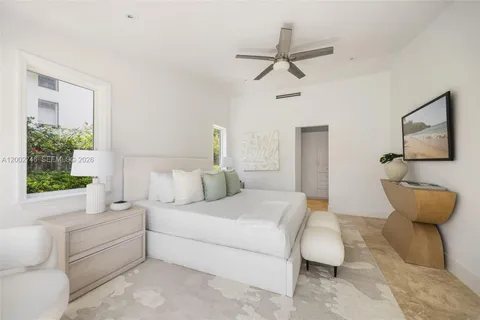 a spacious bedroom with a bed and a window