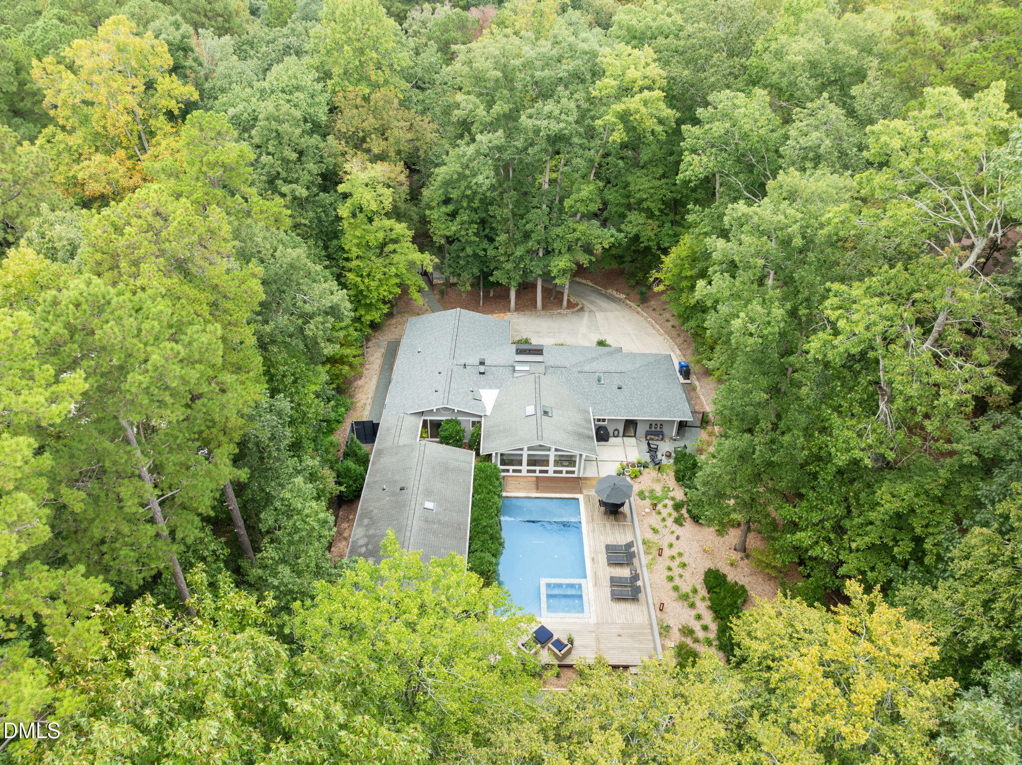 1812 Rolling Road Chapel Hill, NC 27514 - Photo 66 of 72 an aerial view of a house with yard and outdoor seating