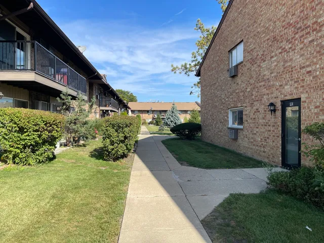 a view of a park with slide