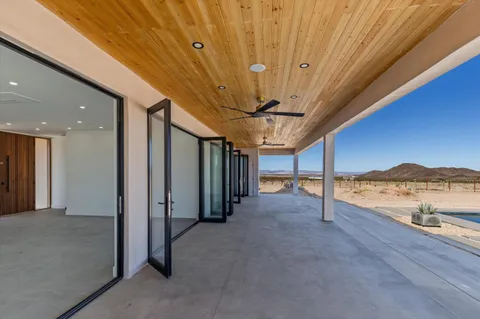 a view of a terrace with a lake