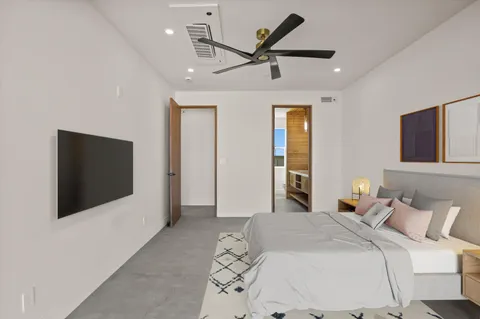 an empty room with windows