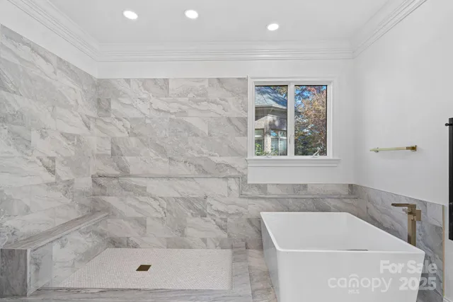 a bathroom with a bathtub