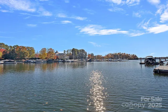 a view of a lake with houses