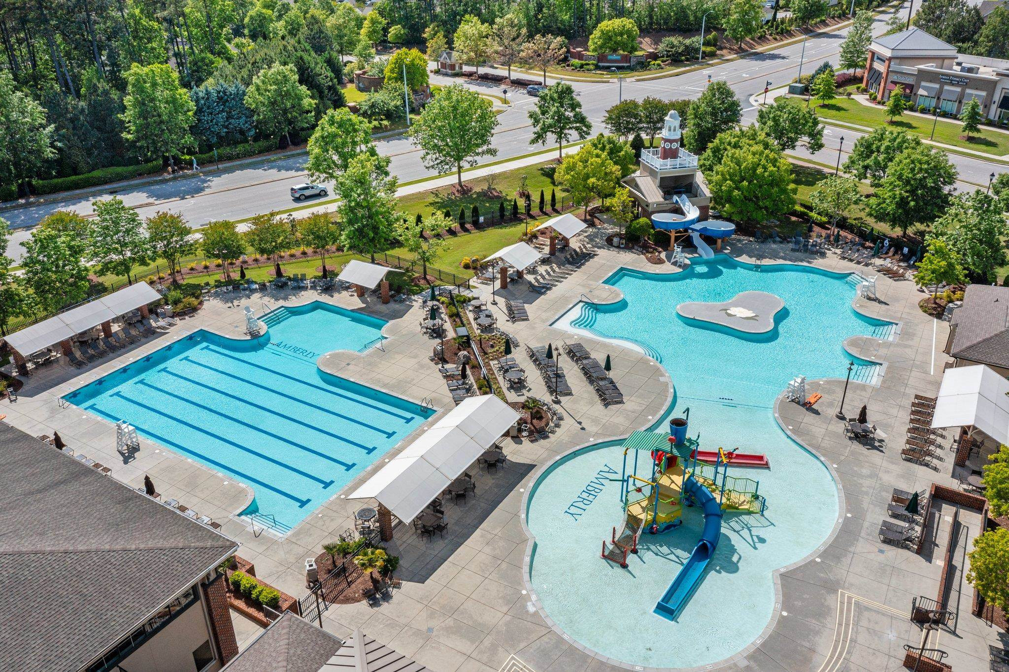 532 Emerald Downs Road Cary, NC 27519 - Photo 48 of 51 an aerial view of a swimming pool with outdoor seating