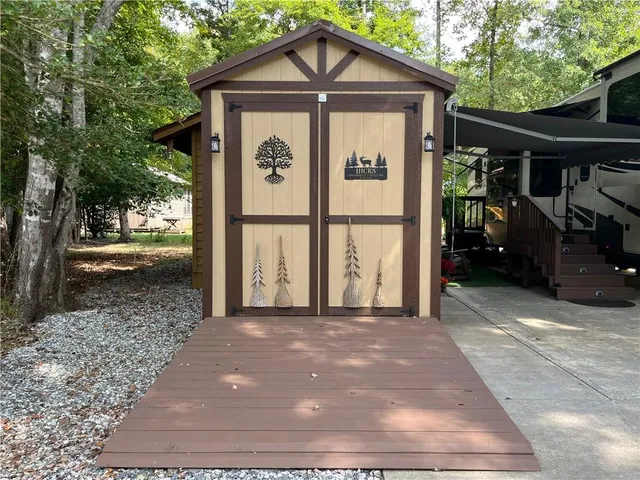 a view of a park with slides