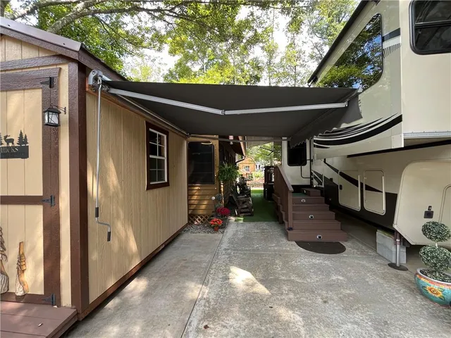 a view of porch with seating space