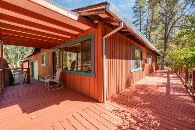 a porch with seating space