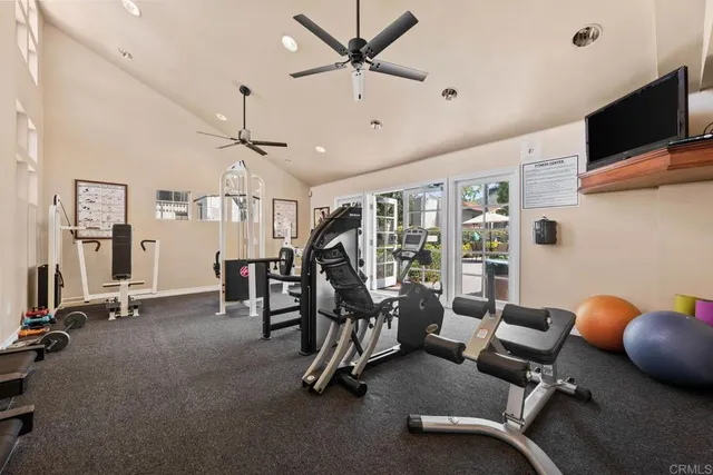 a view of a room with gym equipment