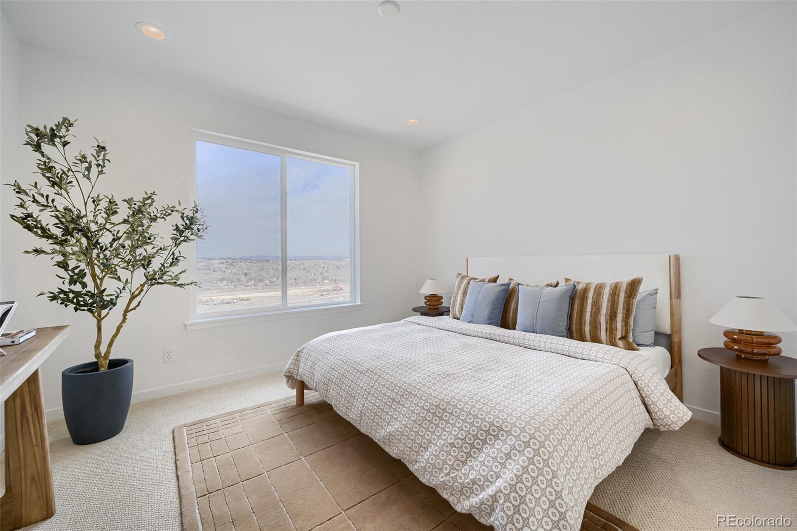 1735 Keystone Crest Lane Colorado Springs, CO 80904 - Photo 12 of 30 a bedroom with a bed and a potted plant