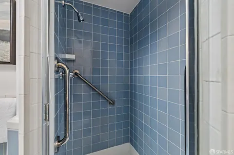 a bathroom with a shower