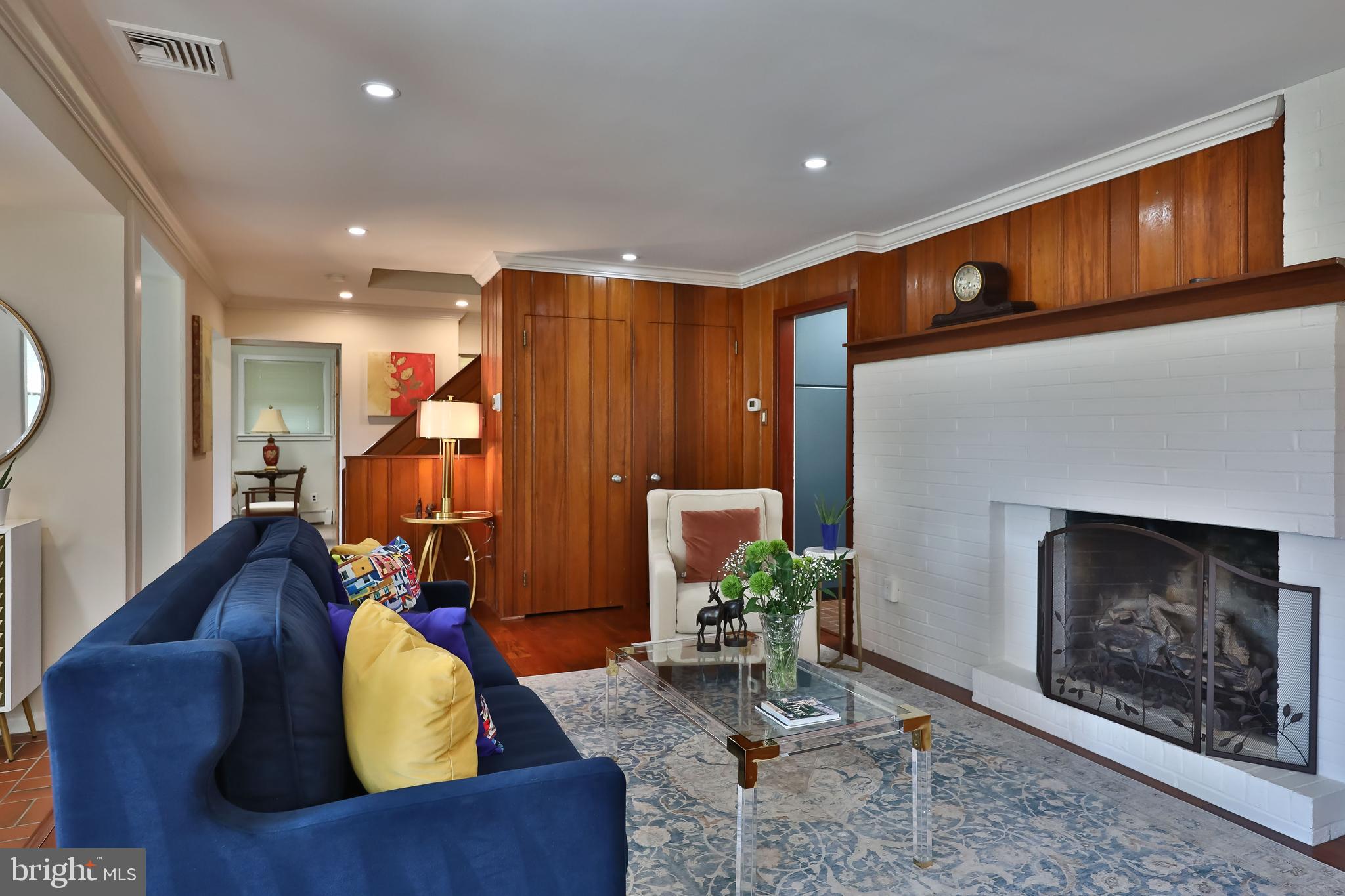 1157 Delene Road Jenkintown, PA 19046 - Photo 7 of 54 Living Room, Brick Fireplace