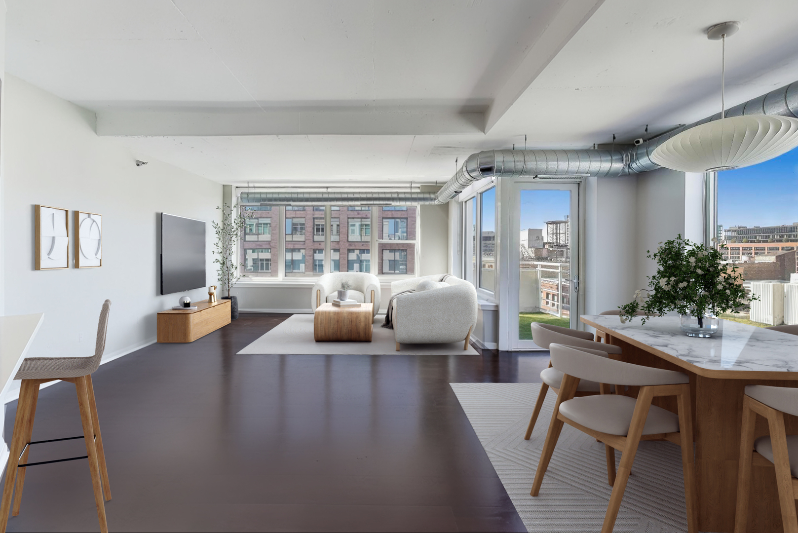 909 West Washington Boulevard, Unit 908 Chicago, IL 60607 - Photo 2 of 26 a living room with furniture and a large window