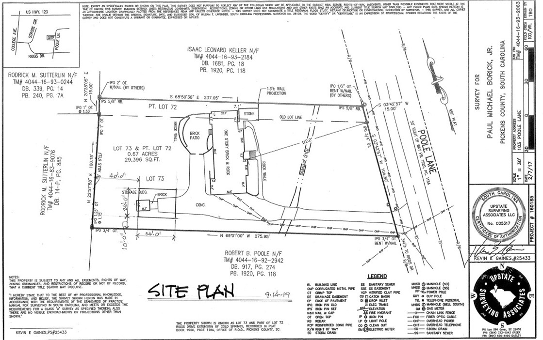 103 Poole Lane Clemson, SC 29631 - Photo 48 of 48 Survey showing lot with new garage.