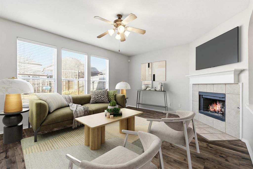 5229 Westheimer Road Fort Worth, TX 76244 - Photo 7 of 39 a living room with furniture fireplace and flat screen tv