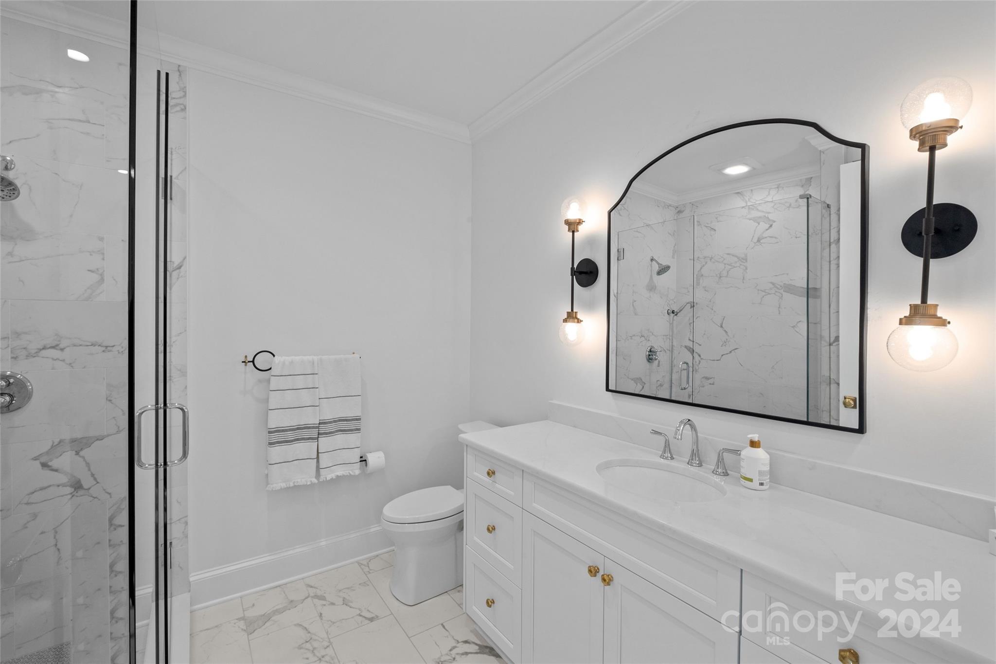 1930 Queens Road West Charlotte, NC 28209 - Photo 43 of 47 a bathroom with a toilet a sink and mirror