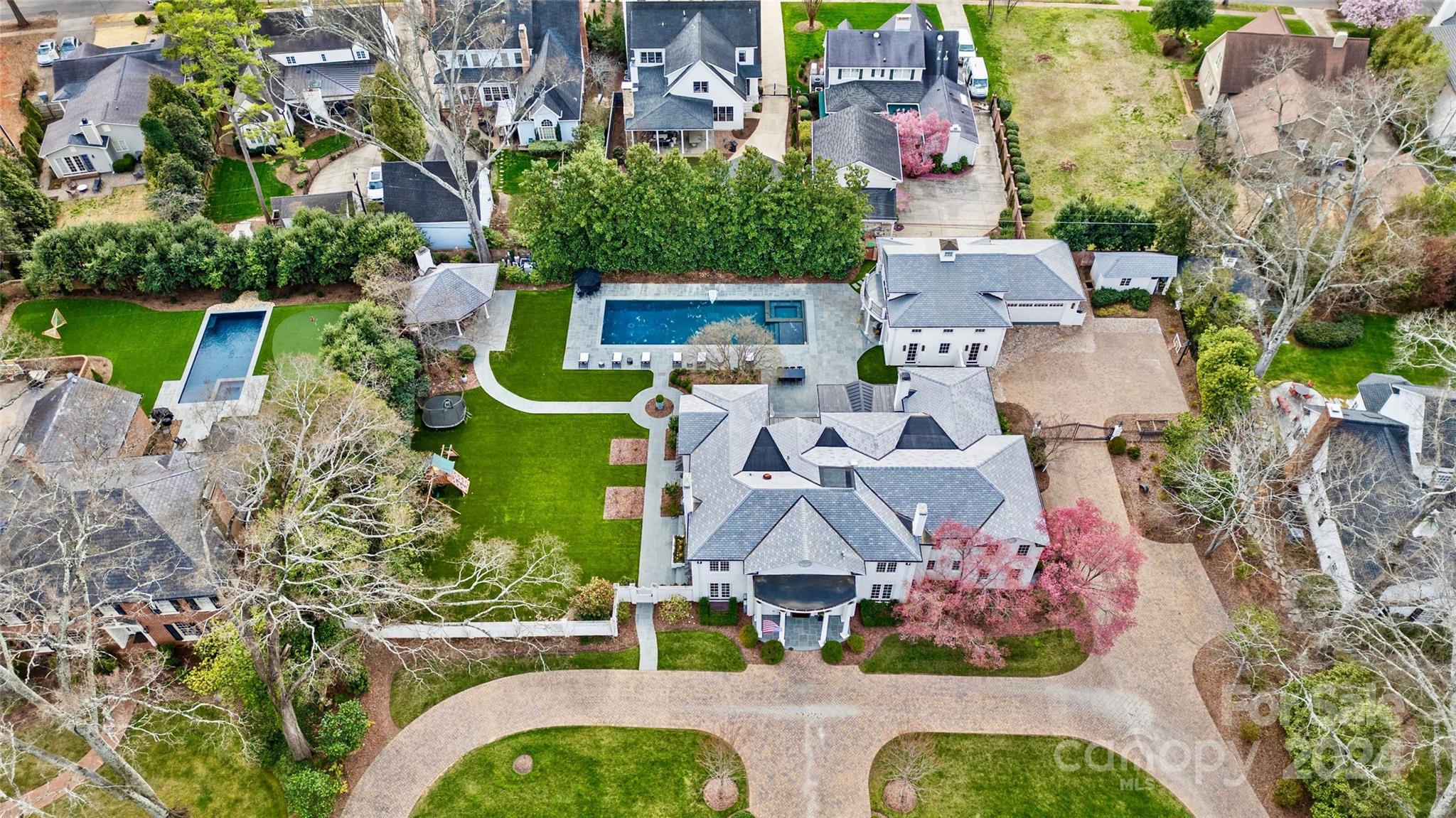 1930 Queens Road West Charlotte, NC 28209 - Photo 47 of 47 an aerial view of house with yard swimming pool and outdoor seating