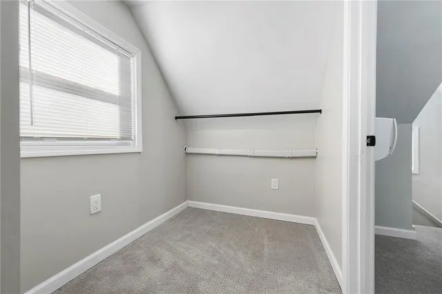 a view of a small space with a window