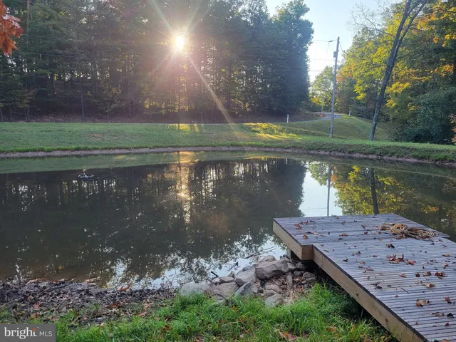 a view of a lake from a yard