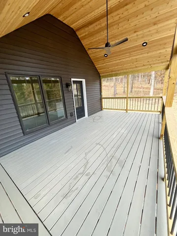a view of wooden balcony