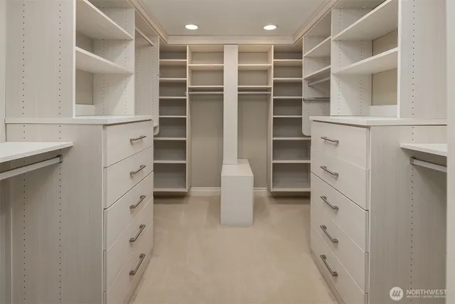 a view of an empty walk in closet