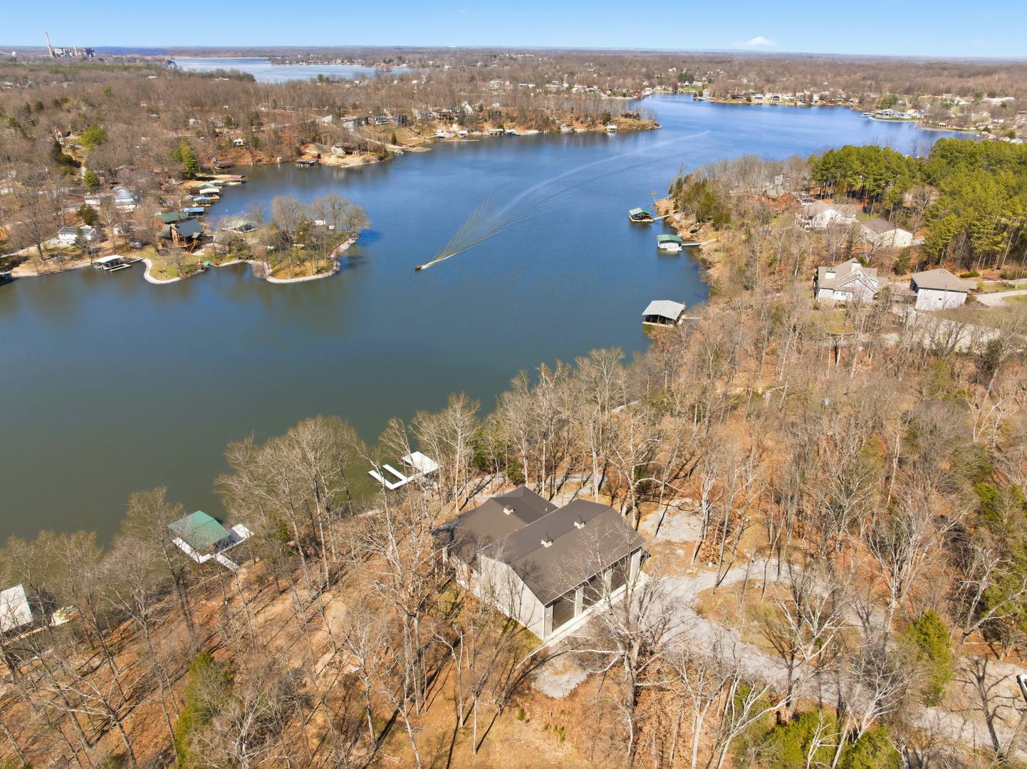 3675 Parrish Ridge Lane Goreville, IL 62939 - Photo 4 of 43 an aerial view of a house with a lake view