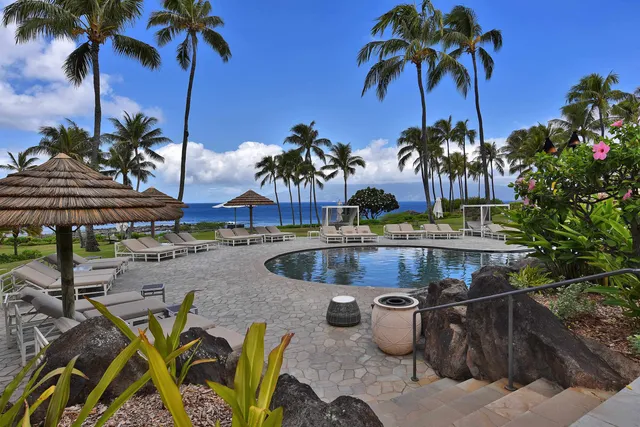a view of a building with a garden