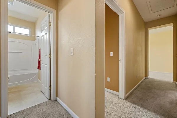 a view of a room with windows