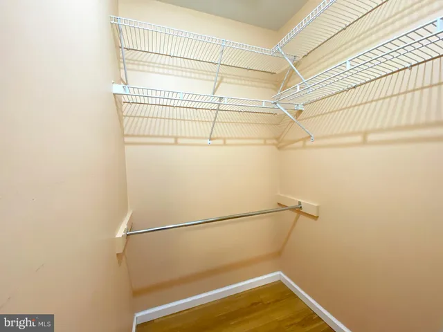 a view of a room with racks on the wall