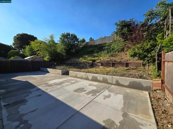 a view of a terrace with a bench