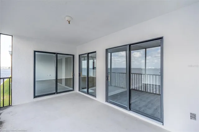 a view of gallery with windows