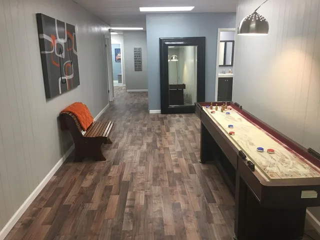 a living room with furniture