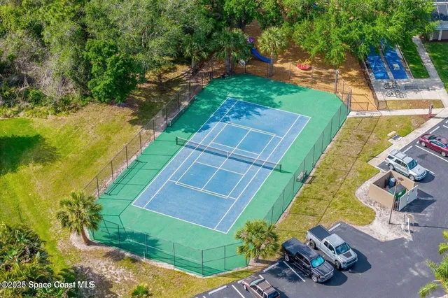 an aerial view of a house