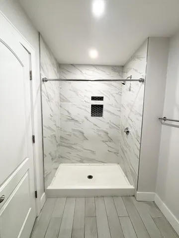 a bathroom with a shower