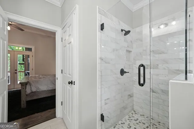 a bathroom with a shower