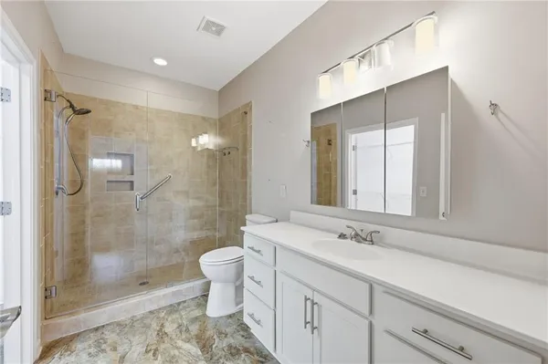 a view of a room with racks on the wall